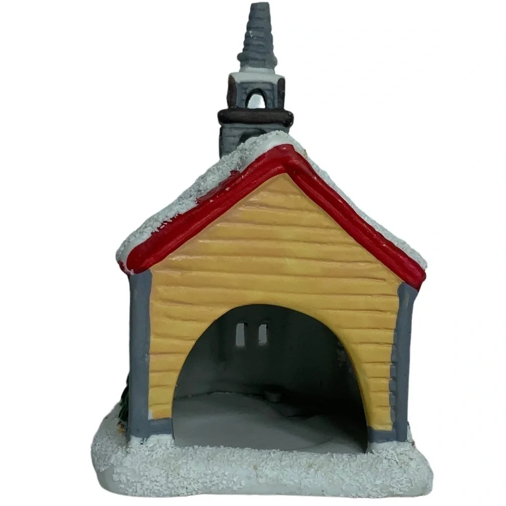 Vintage Village Church Candle Holder Tea Light Porcelain Pierced Cut Outs 3 in